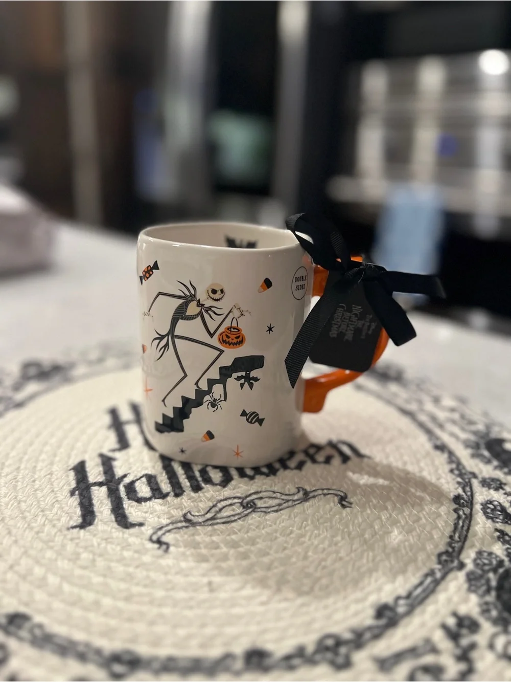 Rae Dunn Nightmare before Christmas Halloween mug - Orange & Black